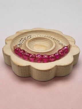 Handmade Wire-wrapped Adjustable Pink Beaded Bracelet